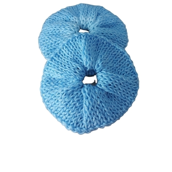 Hand Knit Set Of Two Scrunchies - Picture 3 of 4